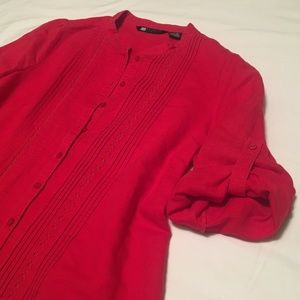 Linen Blend Pleated Prairie Half Sleeve Blouse Top